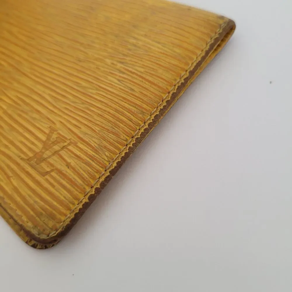 Louis Vuitton LV Epi Vintage Card 2 ID Windows Wallet Yellow Purple Bifold Small